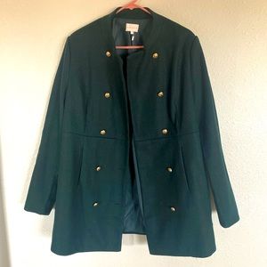 Teal peacoat with gold buttons